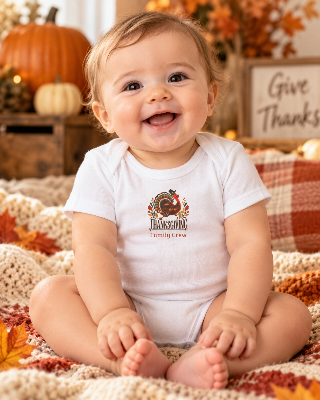 Personalized Thanksgiving Baby Bodysuit | Matching Family Crew Onesie