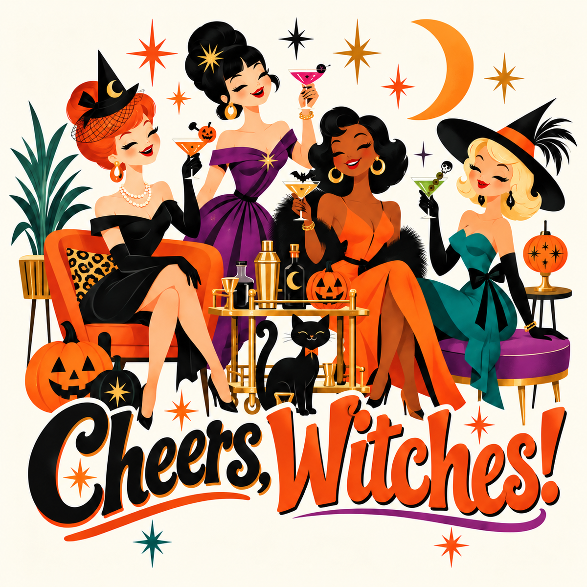 Vintage Halloween Shirt | Cheers, Witches! Women’s Tee – product image 2