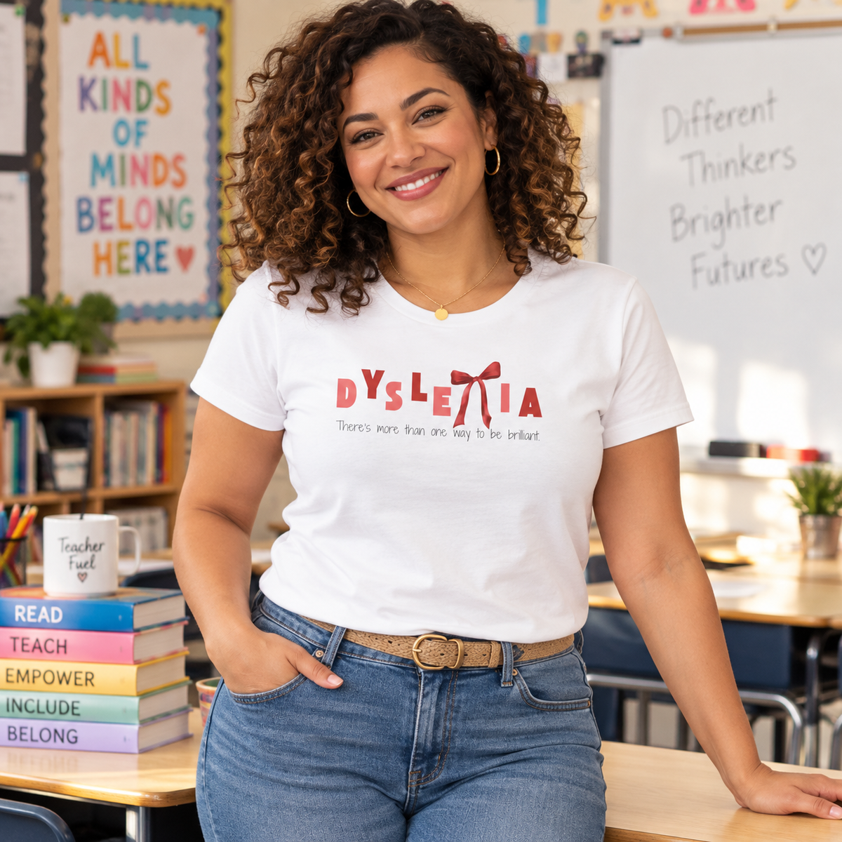 Dyslexia Awareness Shirt for Women | Brilliant Mind Bow Tee