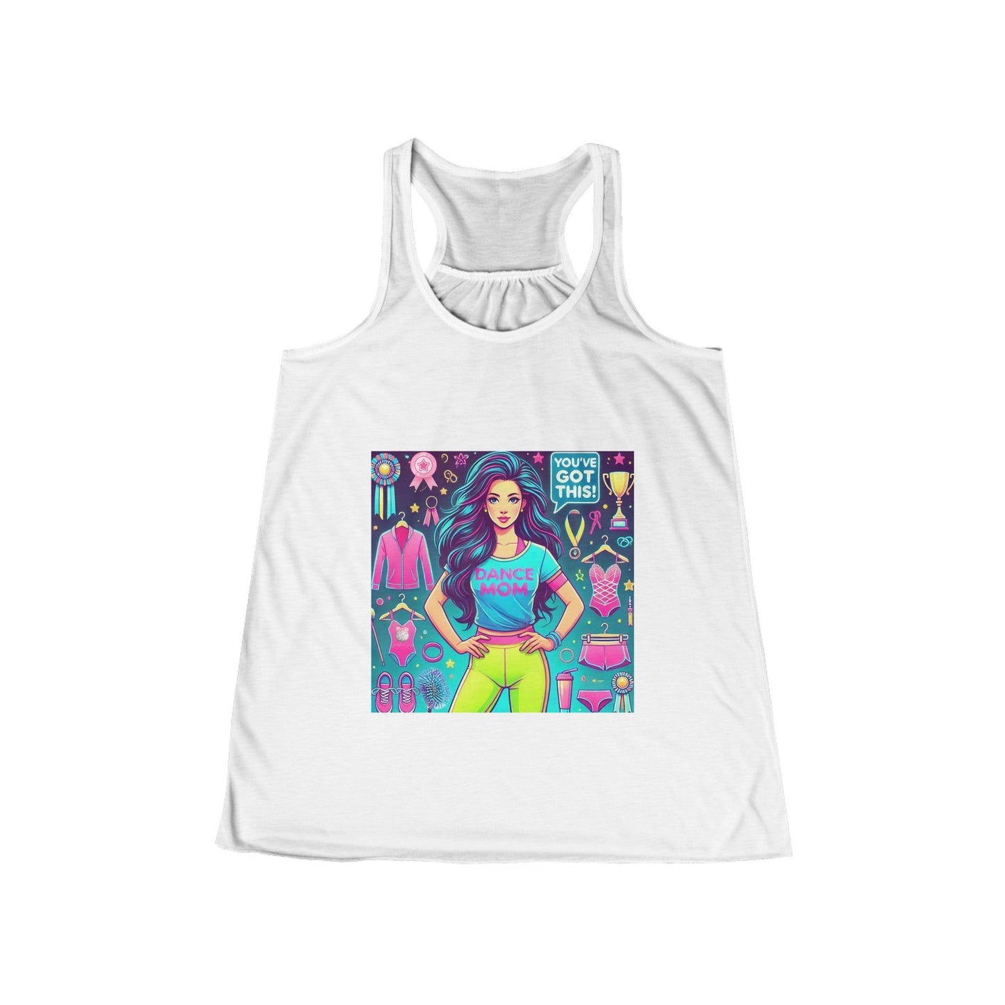 Dance Mom: You've Got This - Brunette Mom - Parted Hair - Women's Flowy Racerback Tank - Whippie's