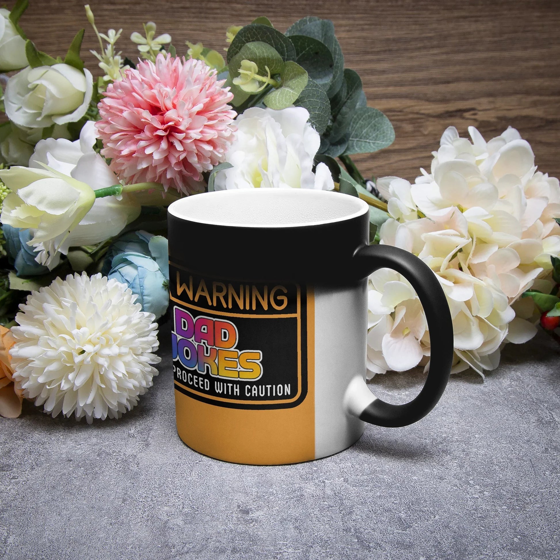 707. 11oz Warning Dad Jokes Ahead - Color Changing Magic Mug - Whippie's