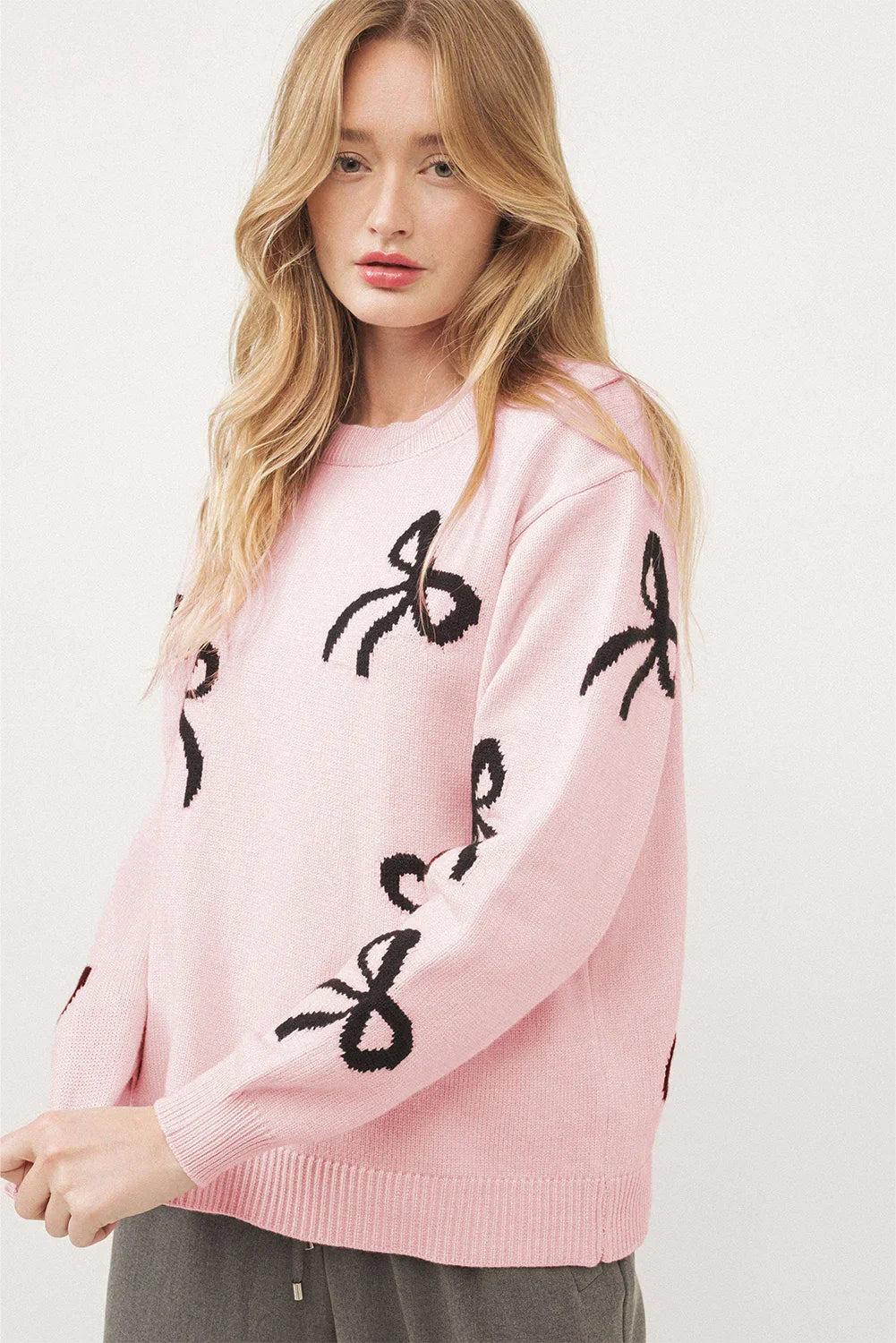 Light Pink Bow Sweater