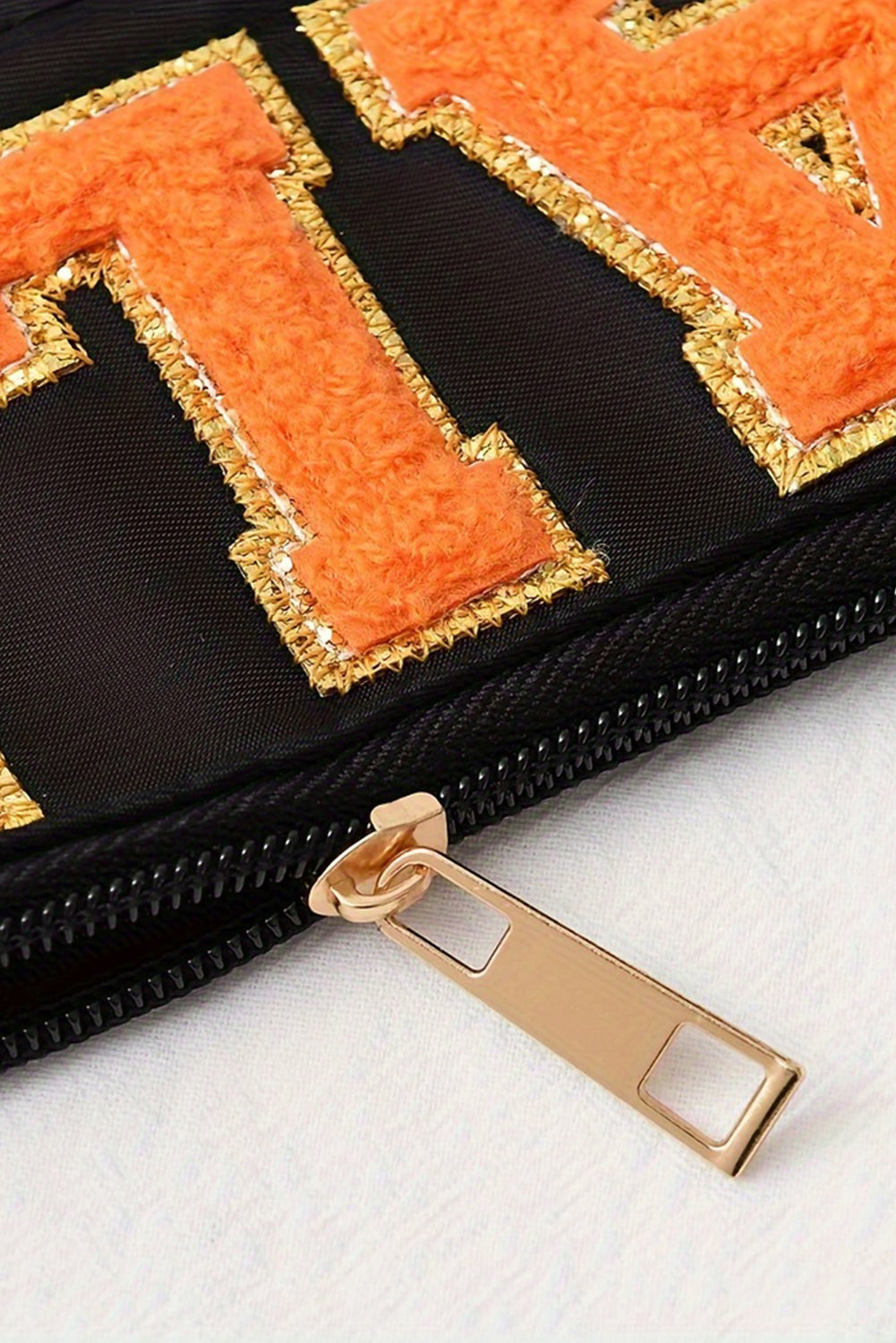 Orange Fall Pumpkin Chenille Clear Zip Pouch