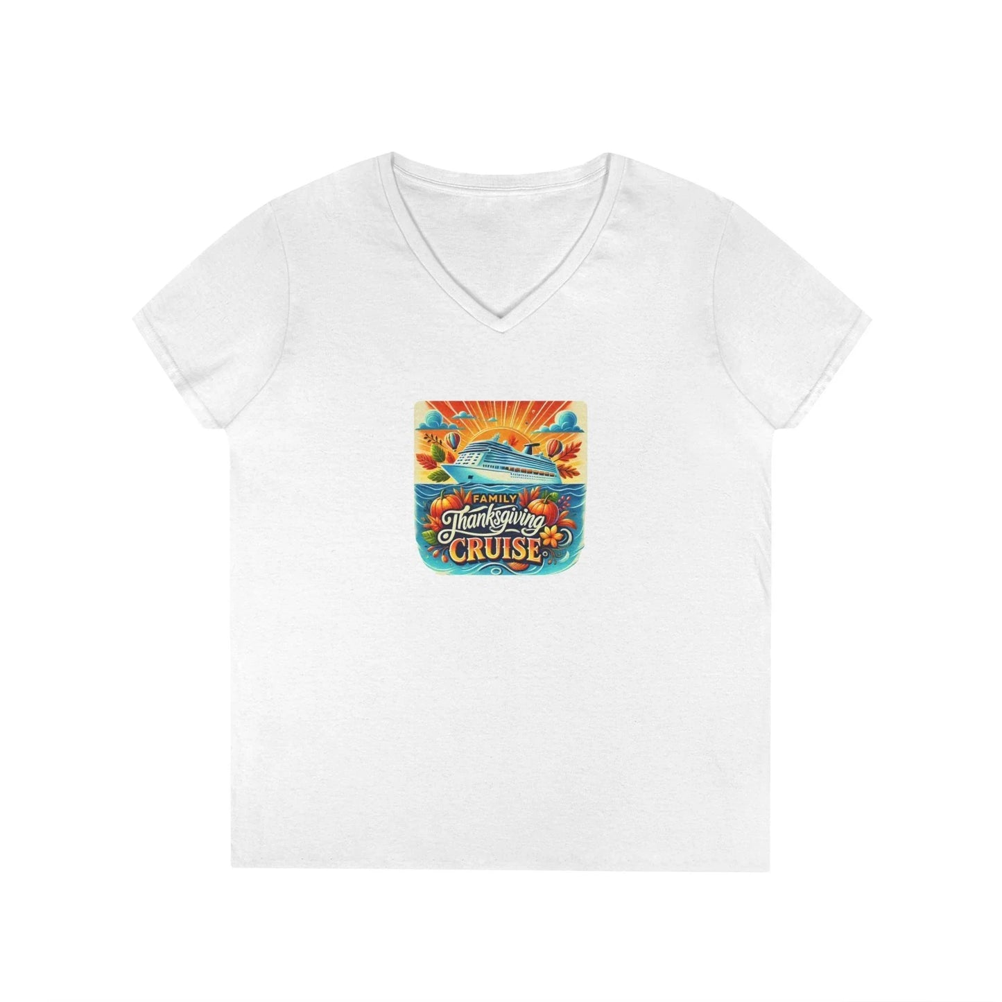 Family Thanksgiving Cruise - Ladies' V-Neck T-Shirt - Personalizable - Whippie's
