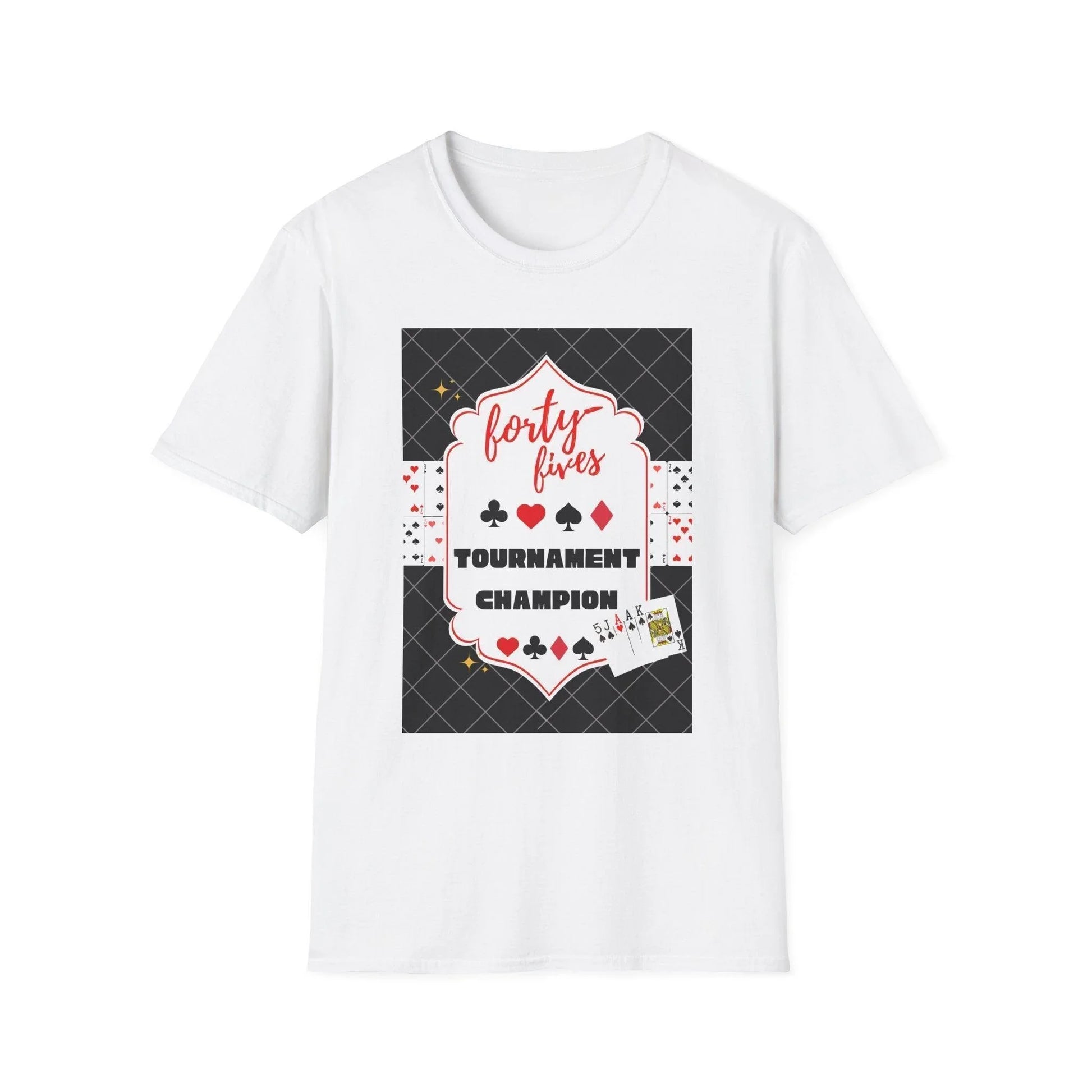 Forty-Fives Tournament Champion - Black Background - Unisex T-Shirt - Whippie's