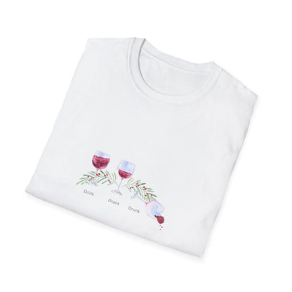 Drink Drank Drunk 🍷🍷🍷 - Holiday Edition - Unisex Softstyle T-shirt - Whippie's