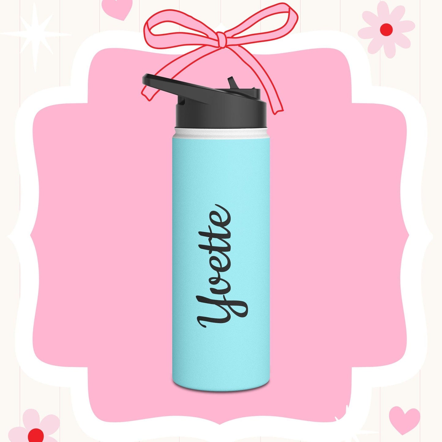 I am Kind, I am Creative, I am Brave, I can Do Hard Things Stainless Steel Water Bottle - Personalizable - Whippie's