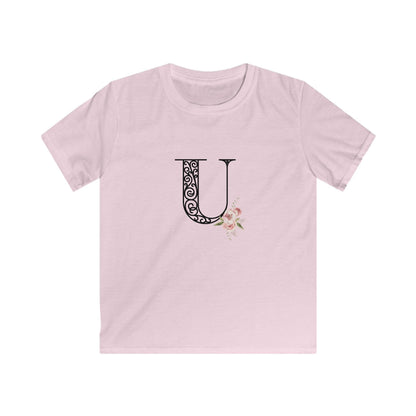 Floral Letters: Letter U - Kids Softstyle Tee - Whippie's