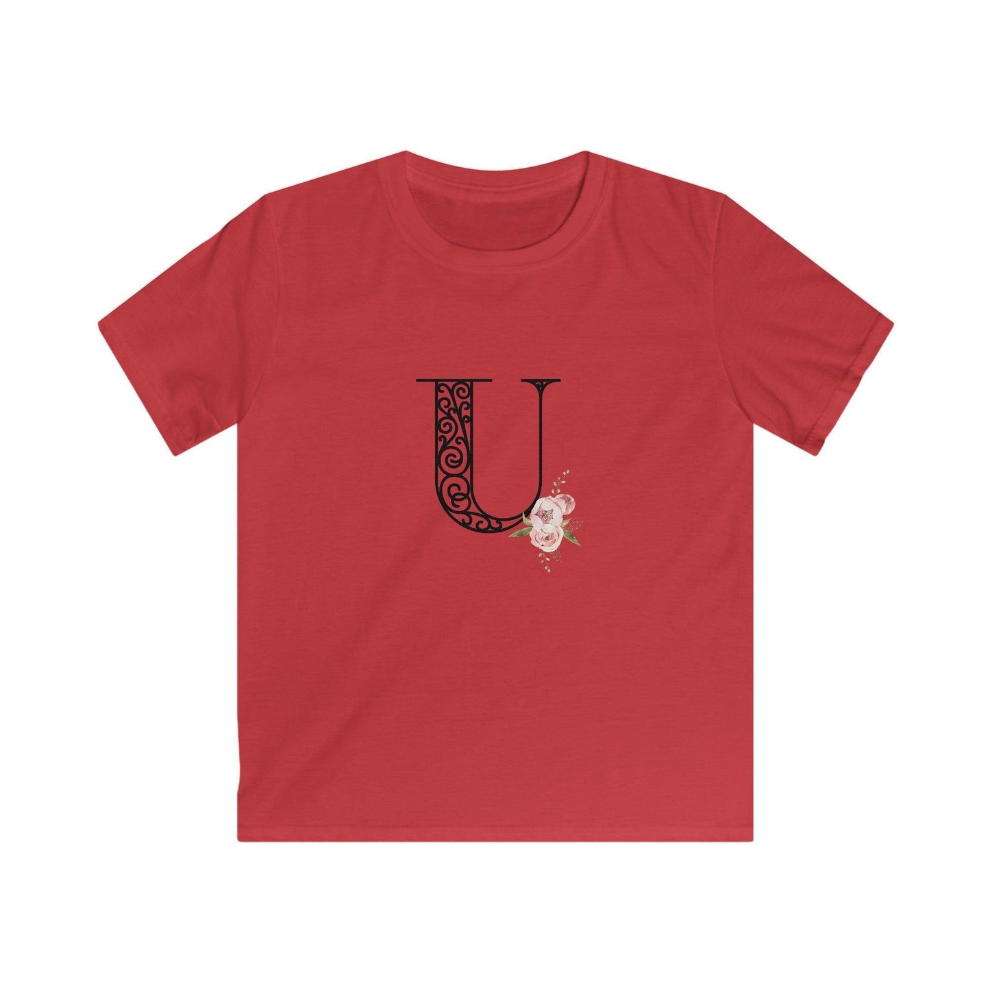 Floral Letters: Letter U - Kids Softstyle Tee - Whippie's