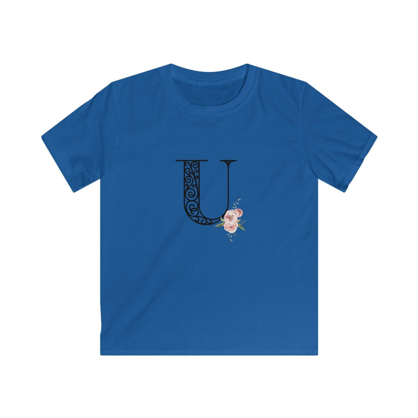 Floral Letters: Letter U - Kids Softstyle Tee - Whippie's