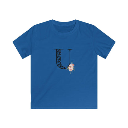 Floral Letters: Letter U - Kids Softstyle Tee - Whippie's