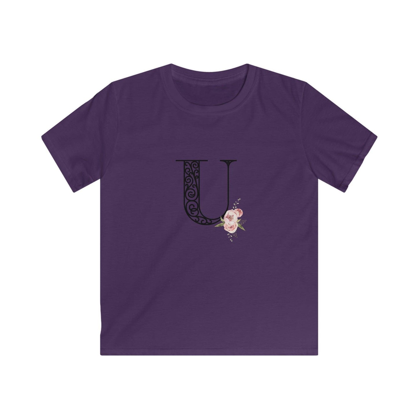 Floral Letters: Letter U - Kids Softstyle Tee - Whippie's