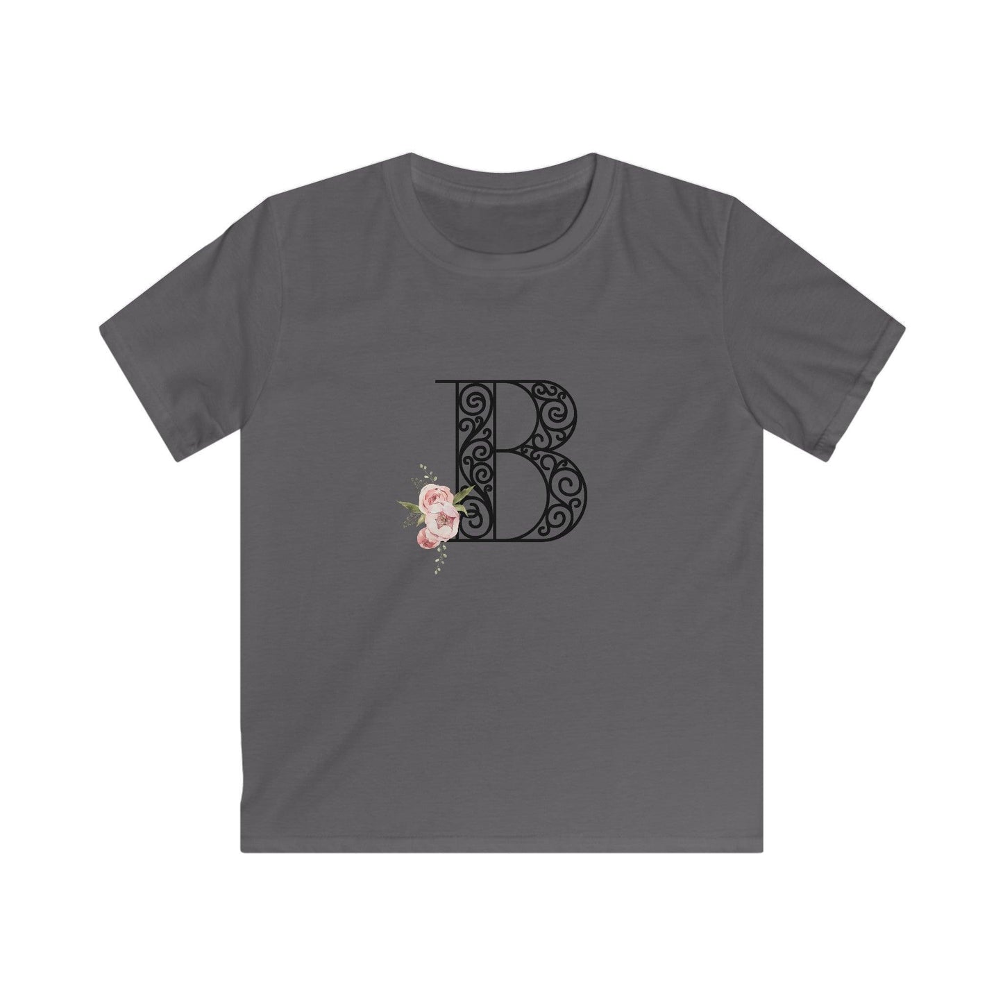 Floral Letters: Letter B - Kids Softstyle Tee - Whippie's