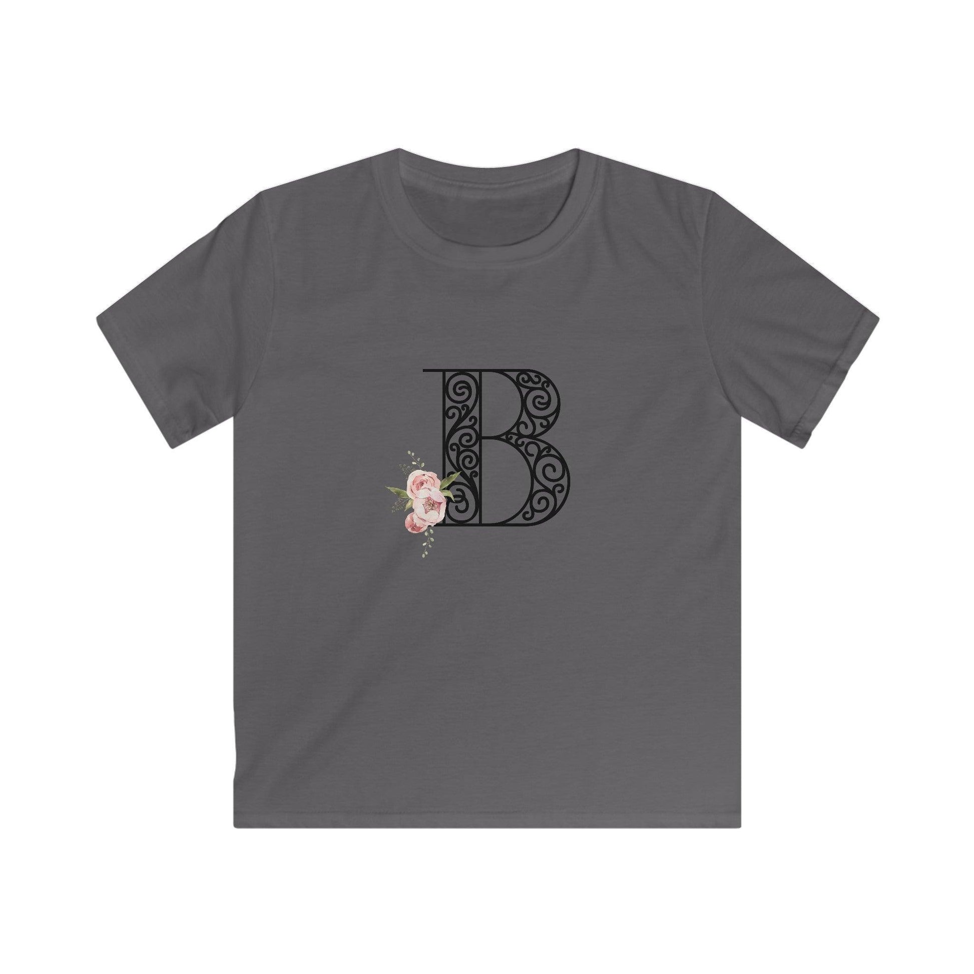 Floral Letters: Letter B - Kids Softstyle Tee - Whippie's