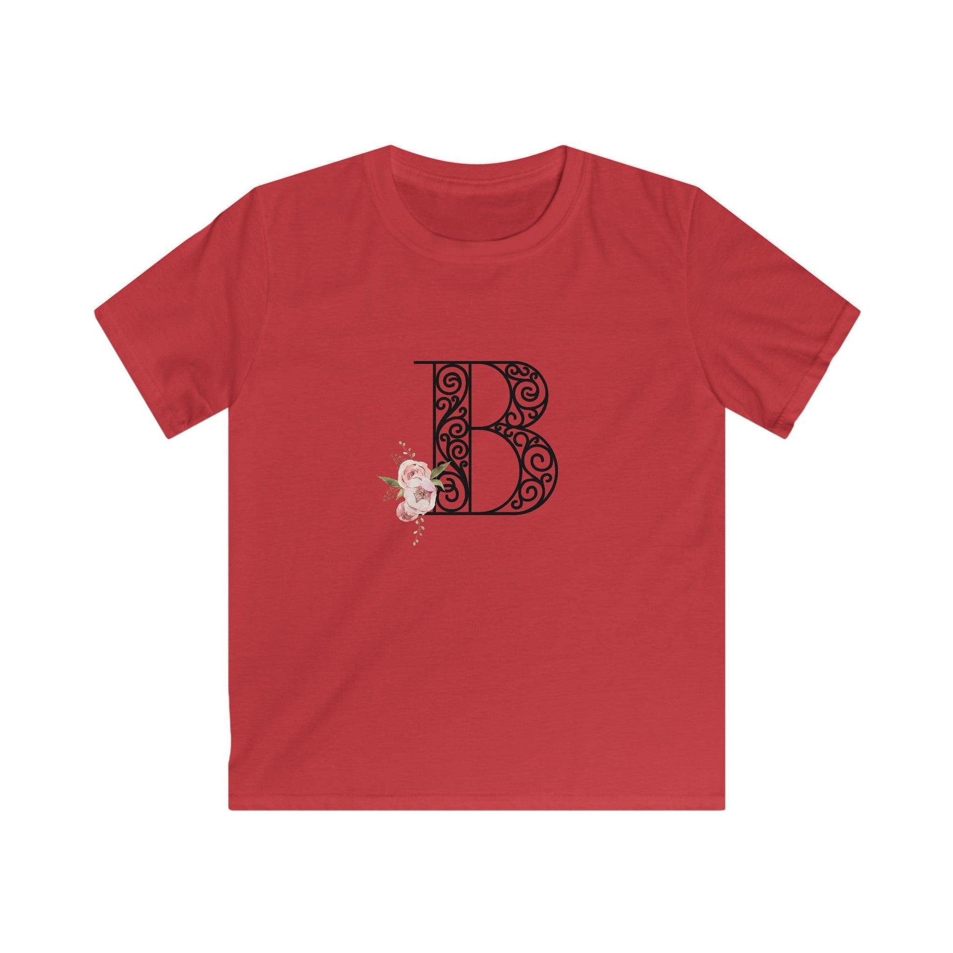Floral Letters: Letter B - Kids Softstyle Tee - Whippie's