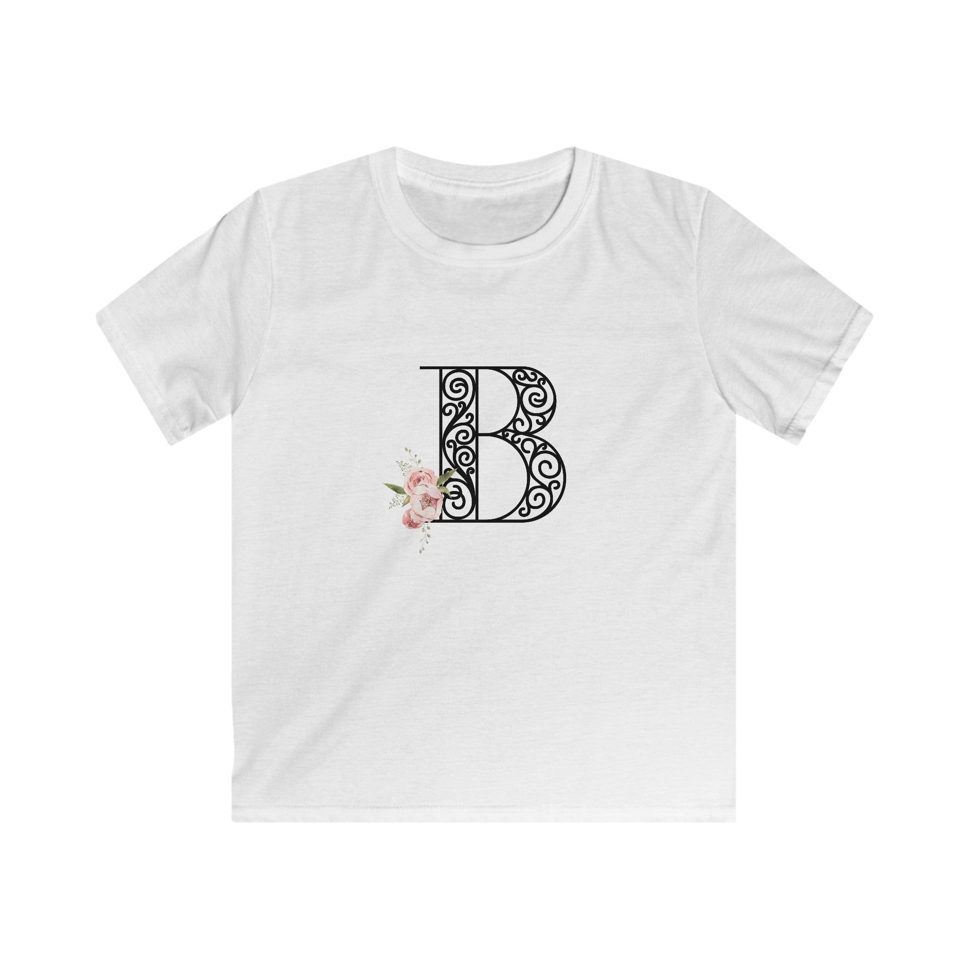 Floral Letters: Letter B - Kids Softstyle Tee - Whippie's