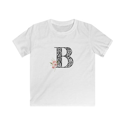 Floral Letters: Letter B - Kids Softstyle Tee - Whippie's