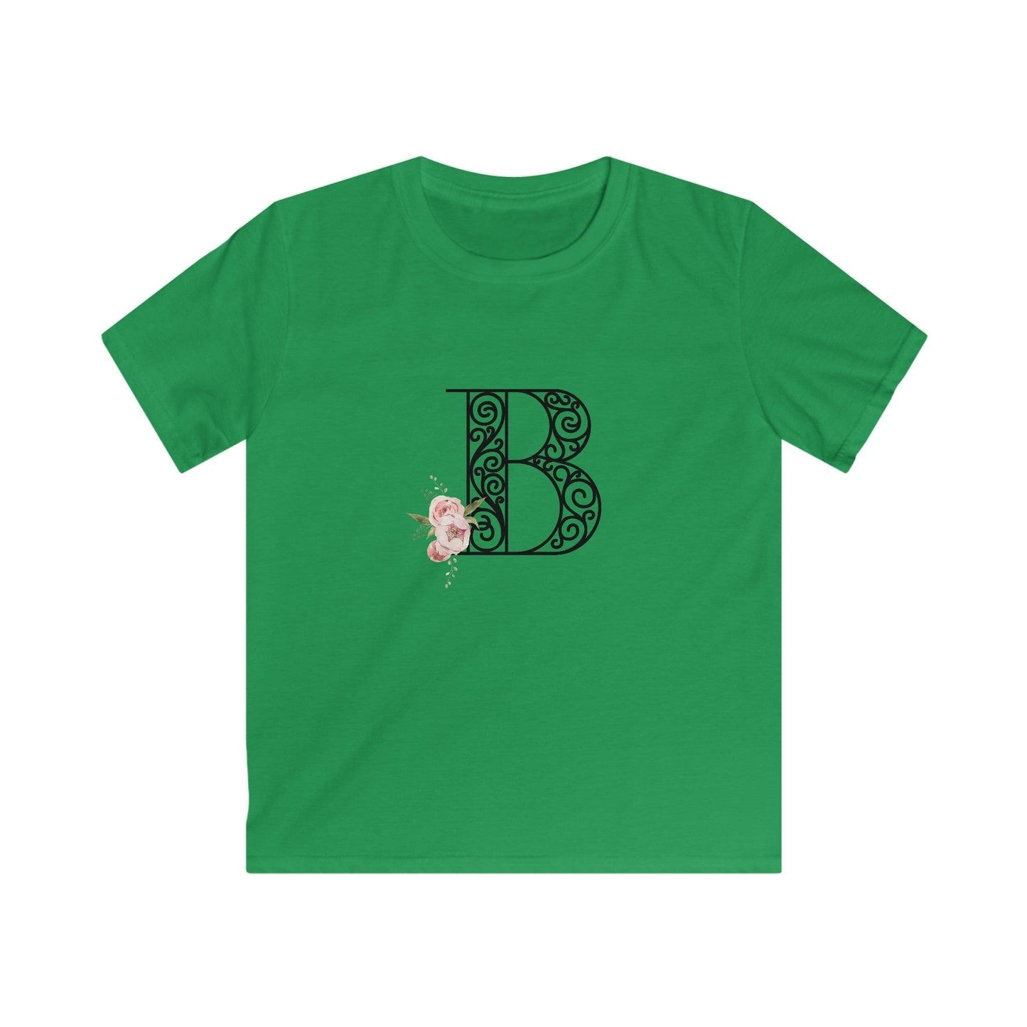Floral Letters: Letter B - Kids Softstyle Tee - Whippie's