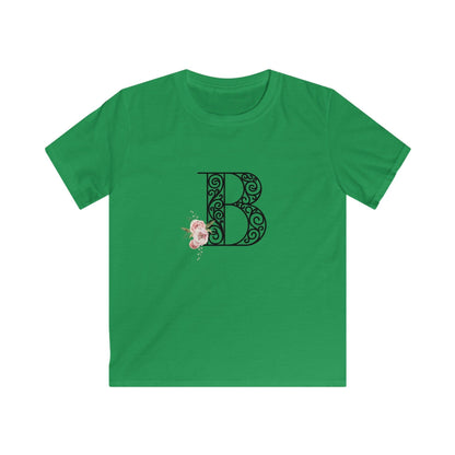 Floral Letters: Letter B - Kids Softstyle Tee - Whippie's