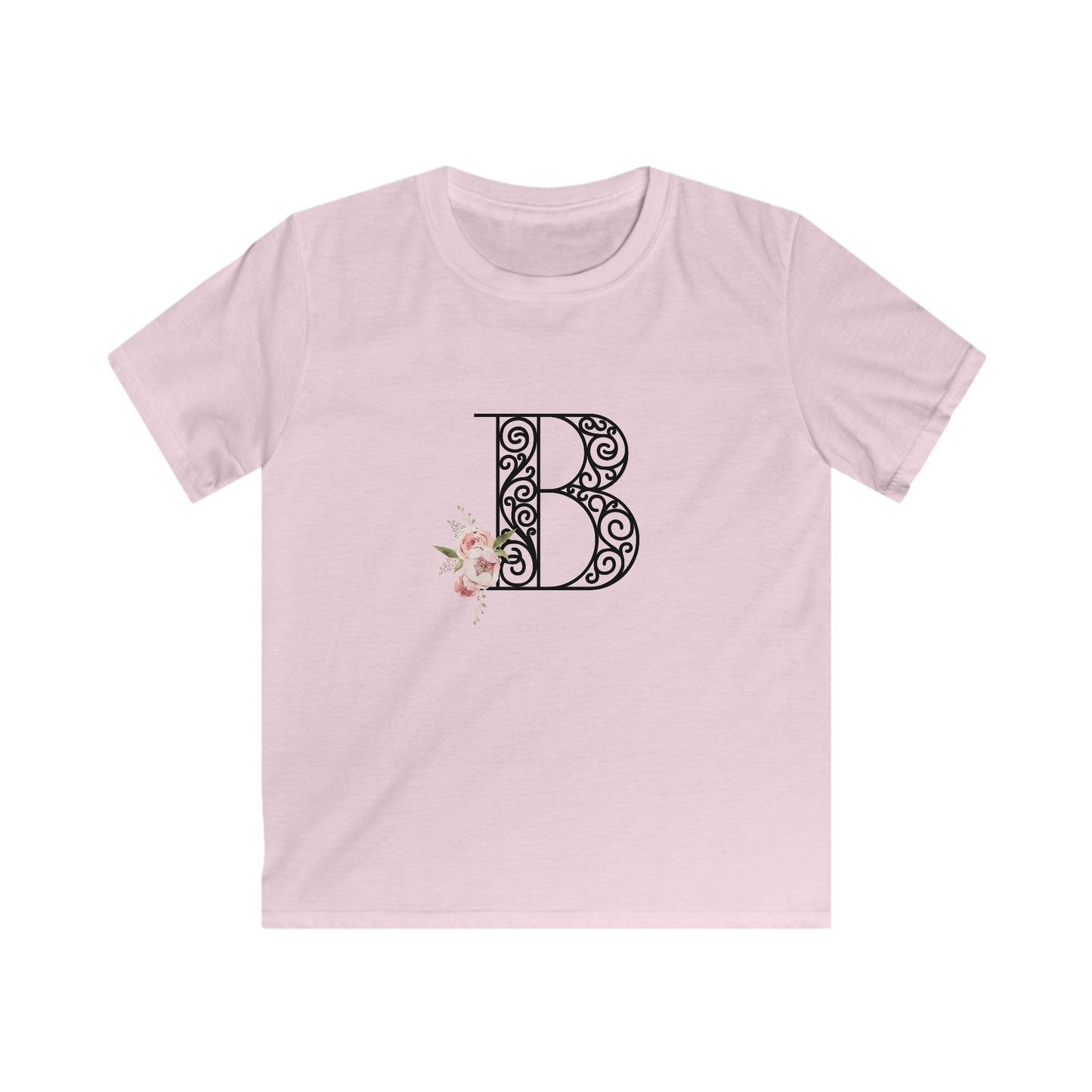 Floral Letters: Letter B - Kids Softstyle Tee - Whippie's