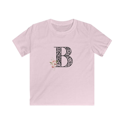 Floral Letters: Letter B - Kids Softstyle Tee - Whippie's