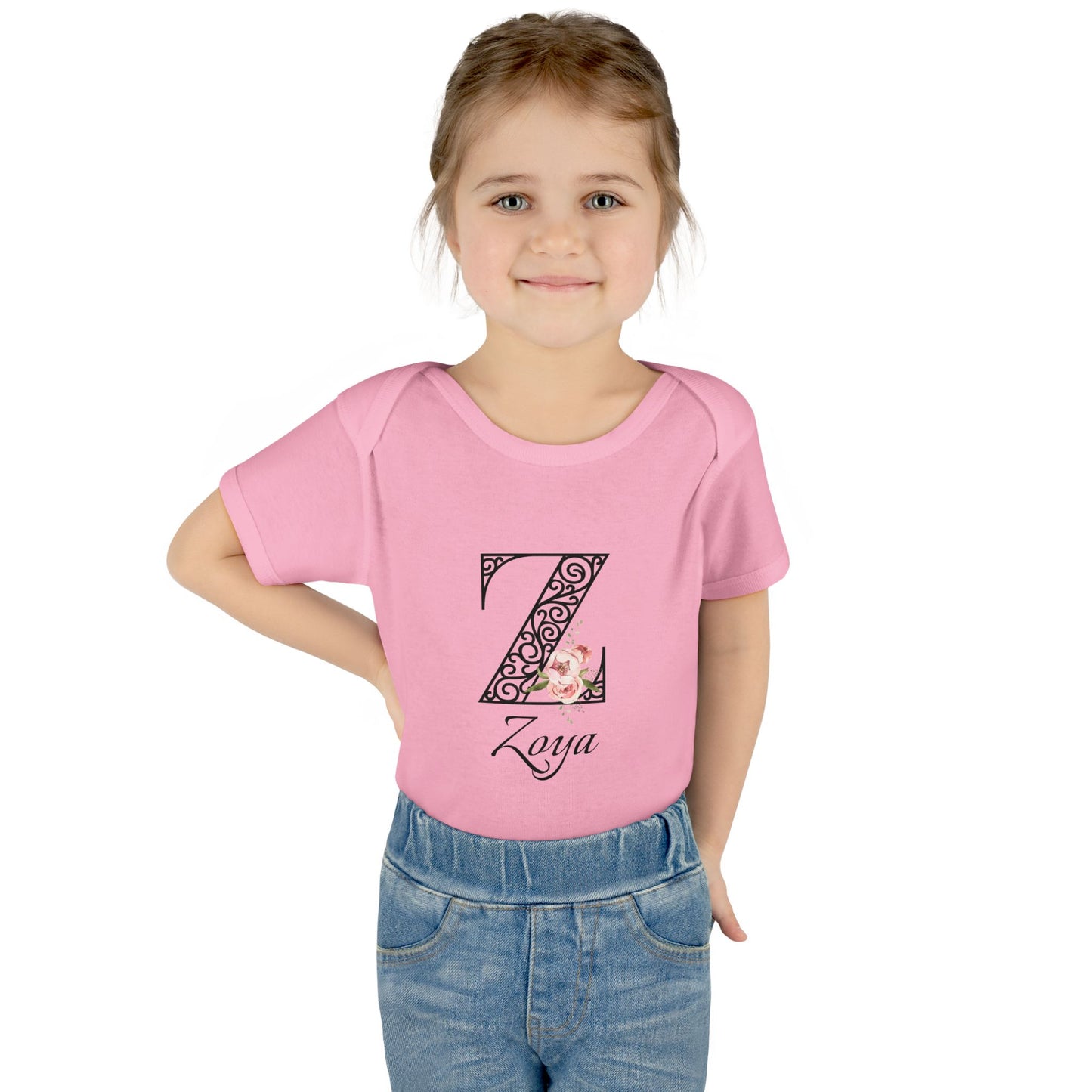Floral Letters: Letter Z - Peony Baby Onesie - Personalizable
