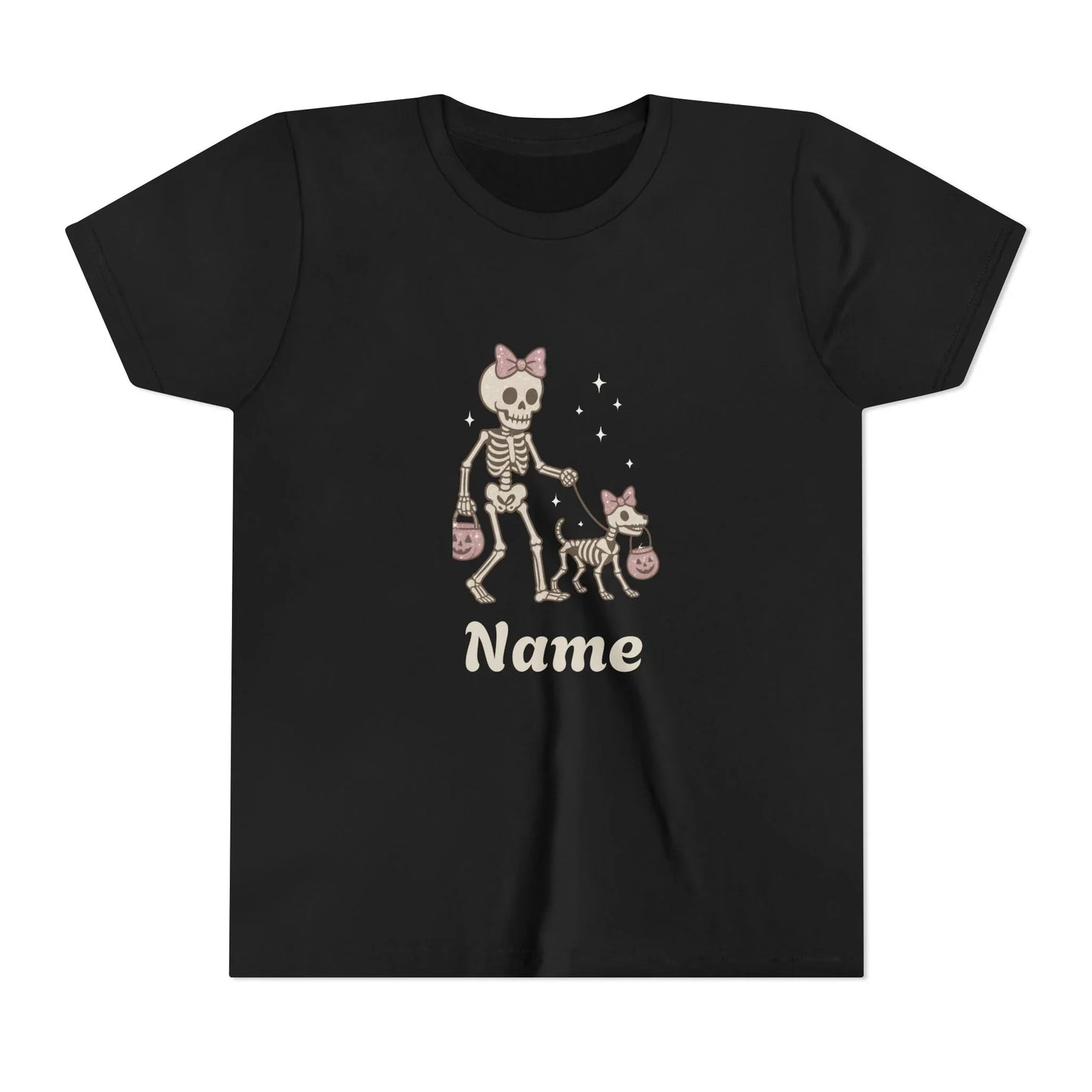Pink Bow Halloween Friends Youth Tee - Personalizable