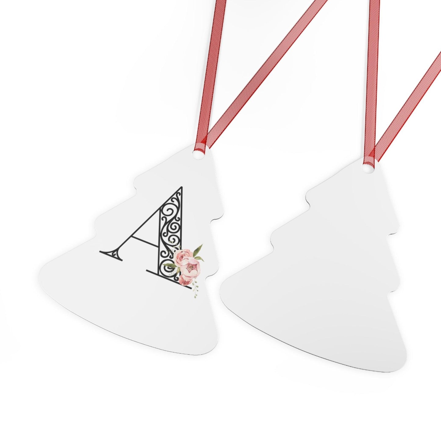 Floral Letters: Letter A - Metal Christmas Ornament - Whippie's