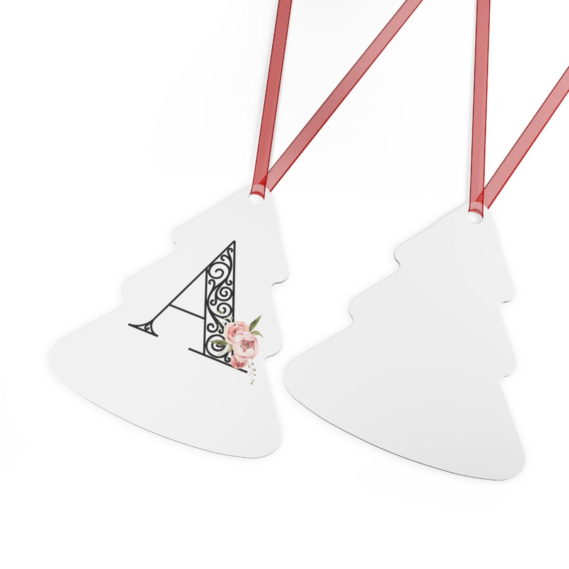 Floral Letters: Letter A - Metal Christmas Ornament - Whippie's