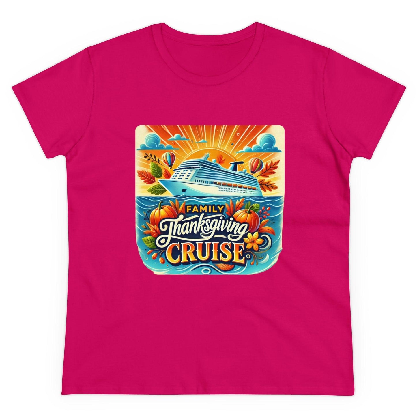 Family Thanksgiving Cruise - Gobble 'til You Wobble! 🚢🍂 Women's Midweight Cotton Tee - Whippie's