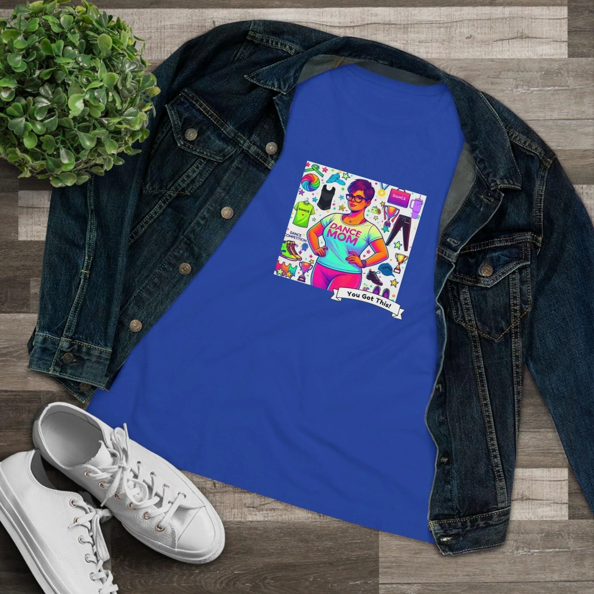 Dance Mom: "You've Got This" - Brunette with Glasses Mom - Short Hair - Boy Dancer - Women's Softsyle Tee - Whippie's