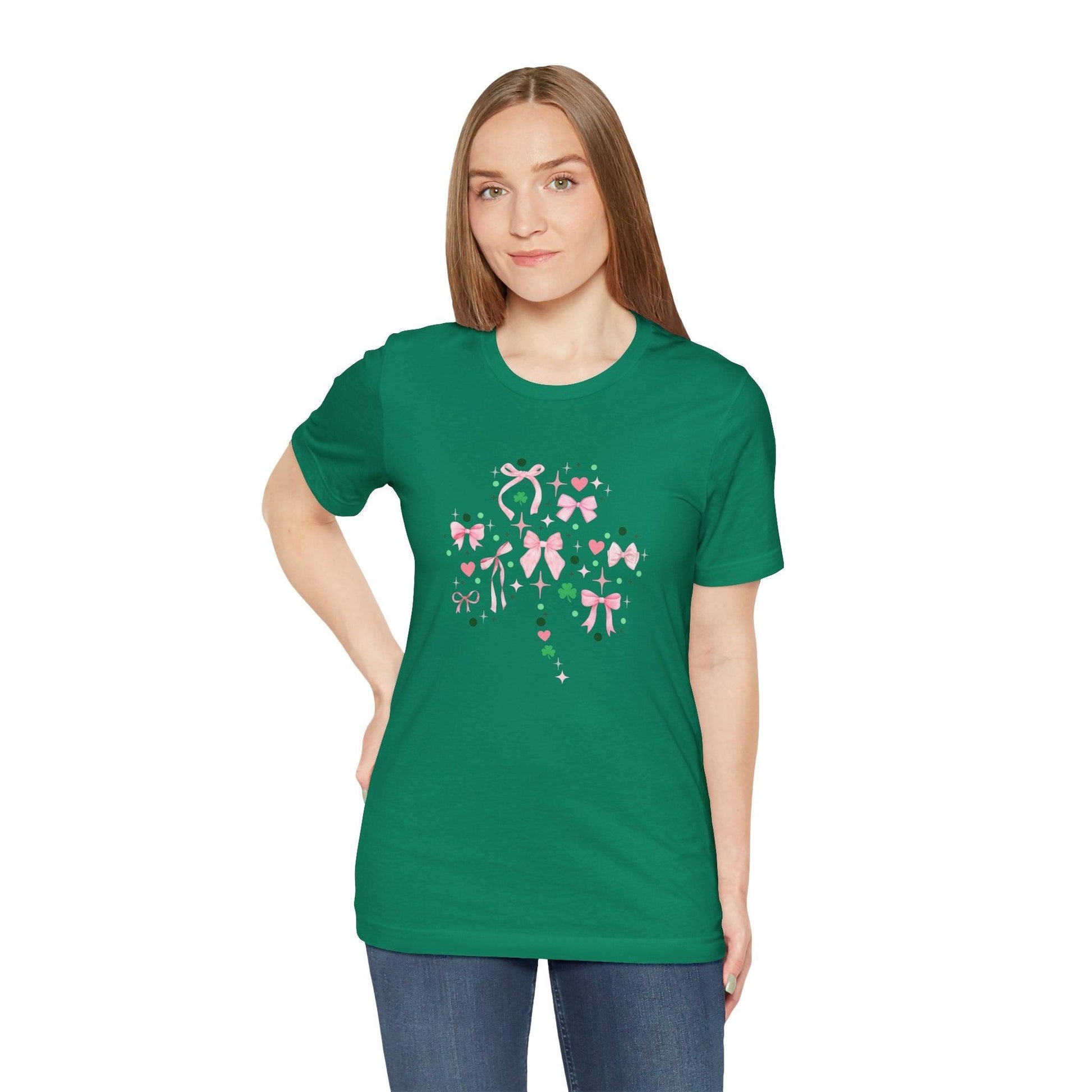 Shamrock Sparkle Unisex Jersey Tee - ☘️💖 Shine Bright this St. Patrick's Day! 💖☘️ - Whippie's