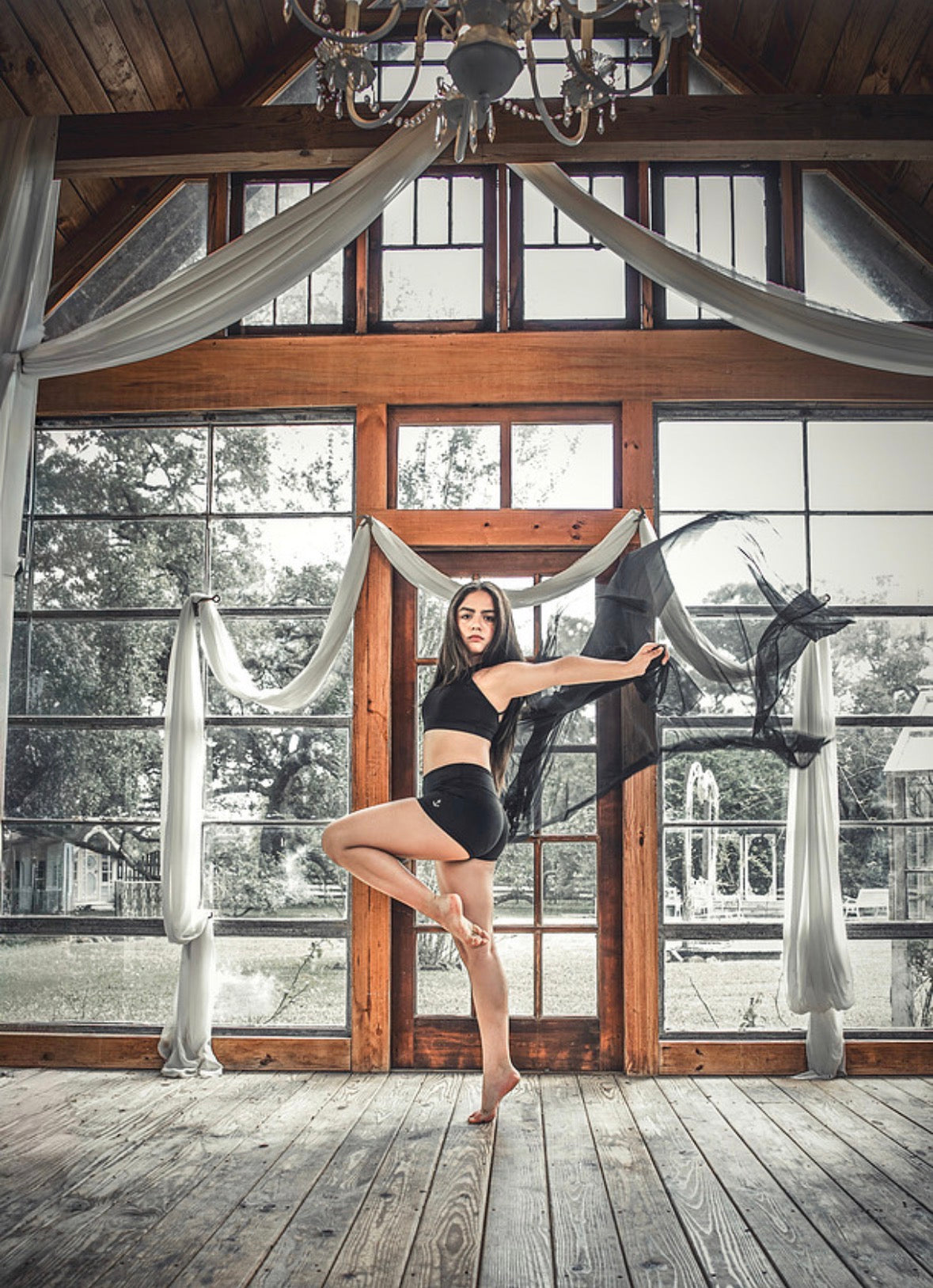 Girls Dance Set | Nightfall Black Top & Shorts: Dancers posing in matching black sets