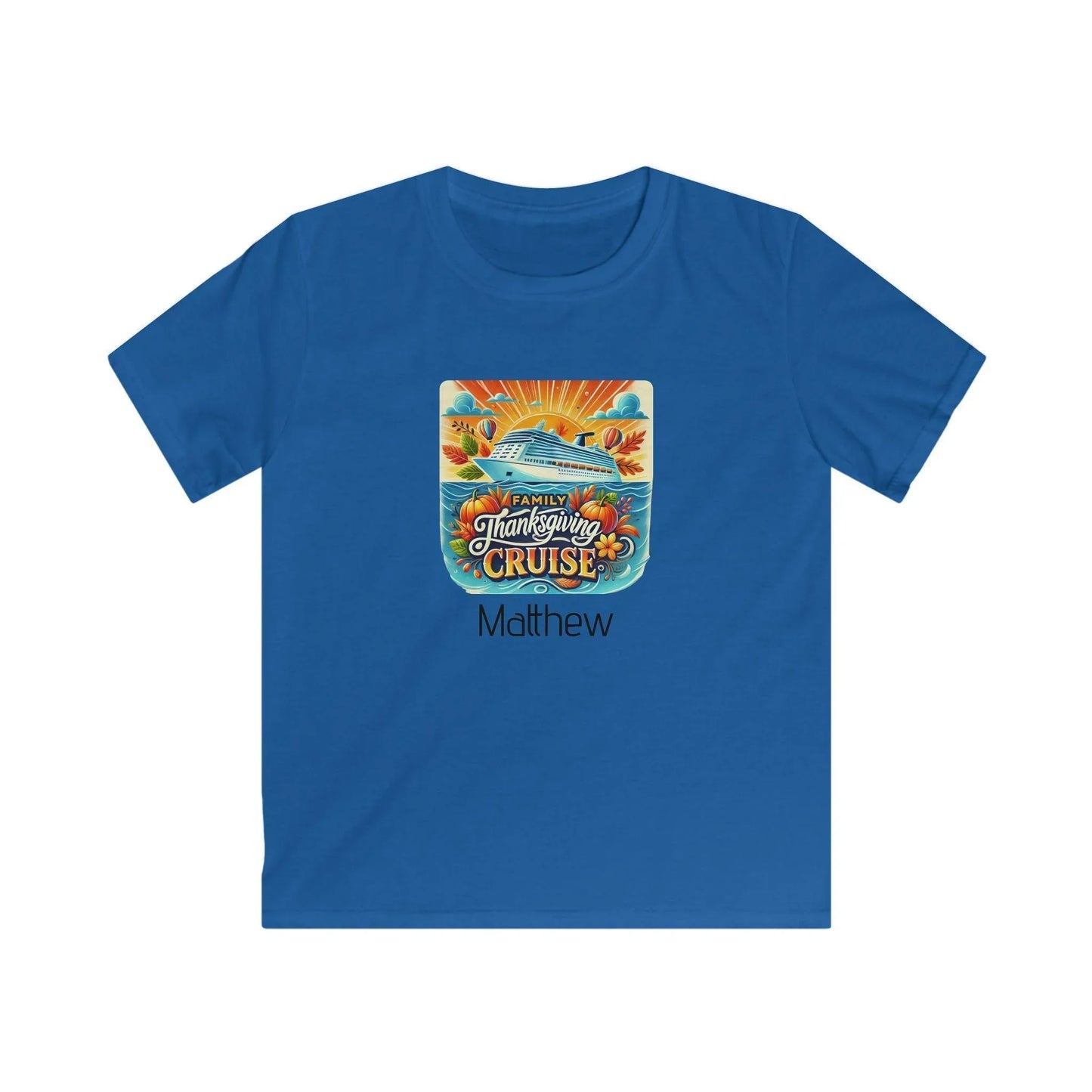 Family Thanksgiving Cruise - Kids Softstyle Tee - Personalizable - Whippie's