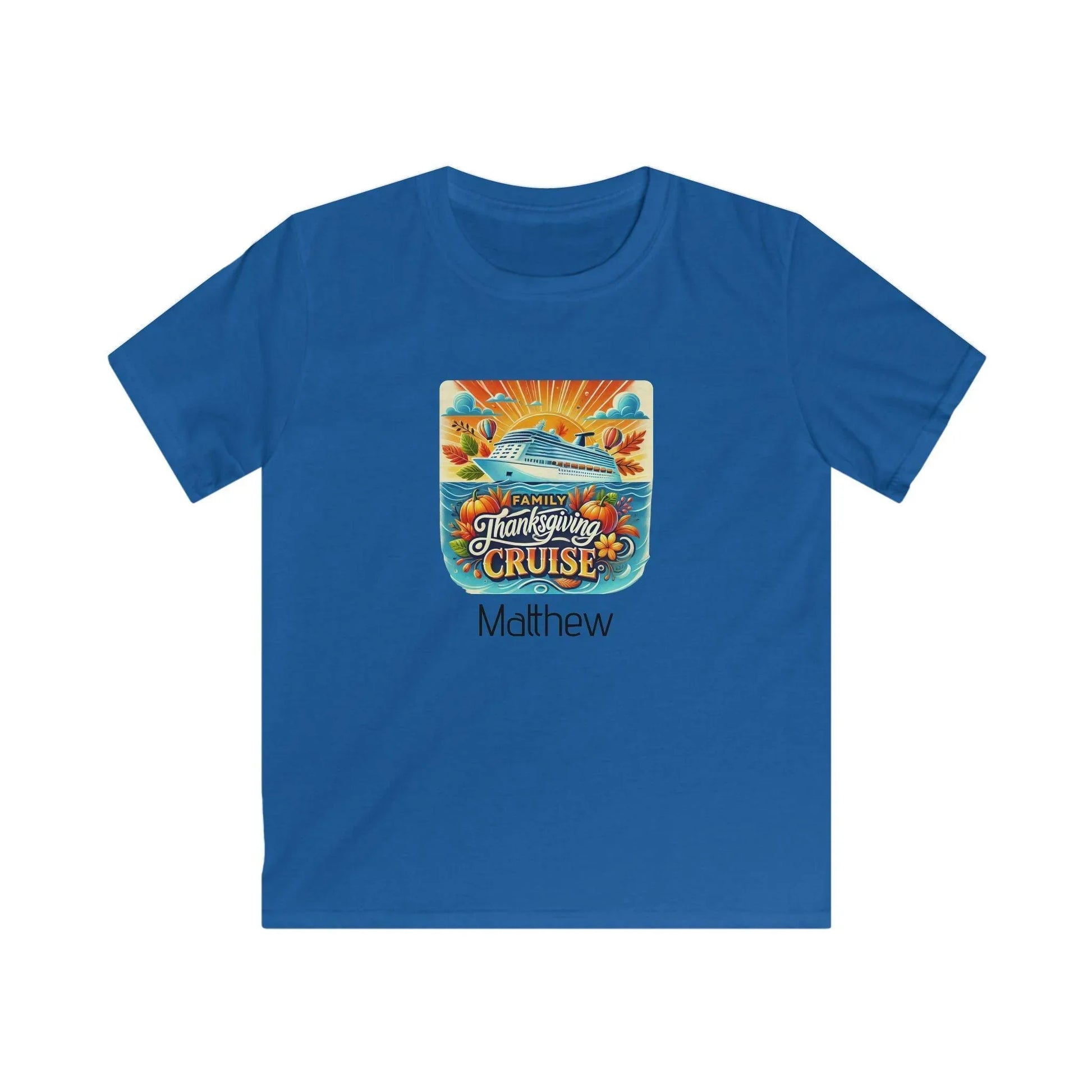 Family Thanksgiving Cruise - Kids Softstyle Tee - Personalizable - Whippie's