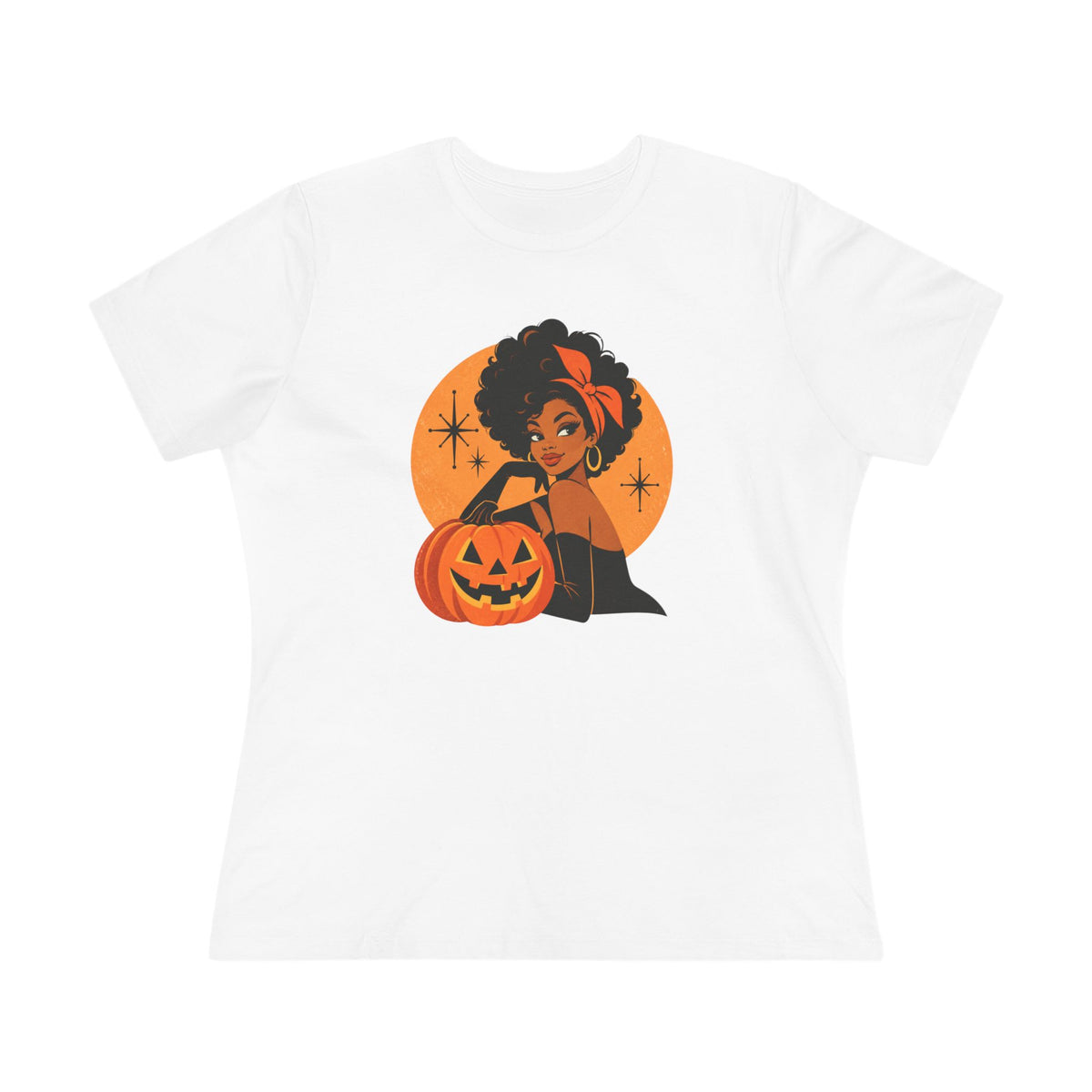 White Pumpkin Glam women's Halloween tee product view