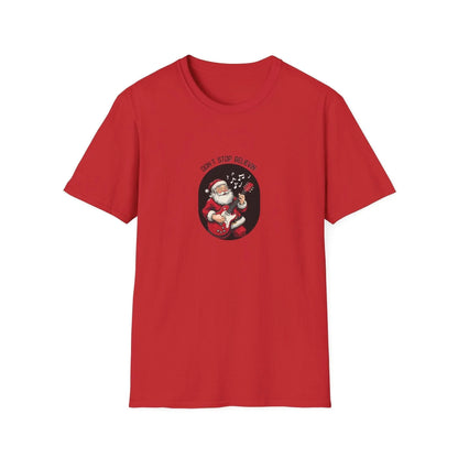 Don't Stop Believin': Santa's Rockin' Christmas Cheer! 🎅🎸🎄 - Unisex Softstyle T-shirt - Whippie's