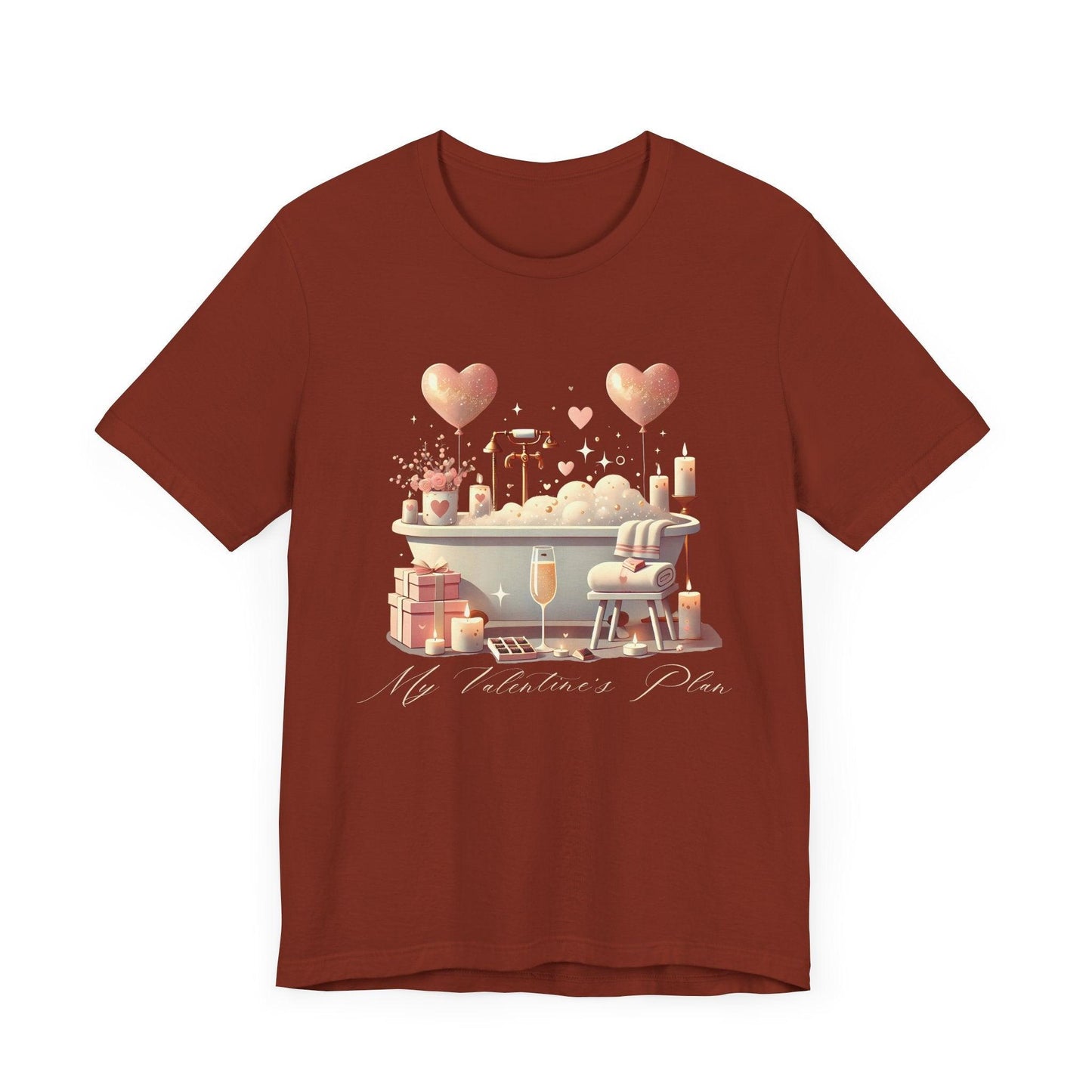 💖 My Valentine's Plan 🛁 Unisex Jersey Tee ✨ Romance, Relaxation, and a Touch of Whimsy! - Whippie's