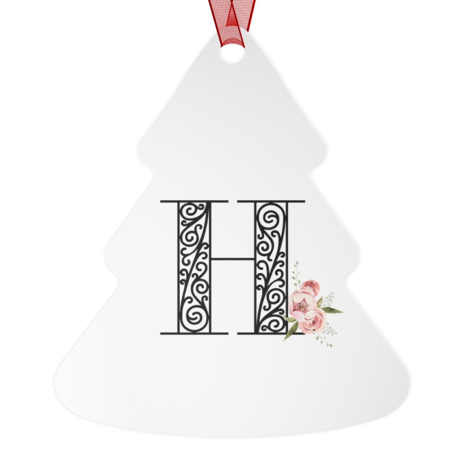 Floral Letters: Letter H - Metal Christmas Ornament - Whippie's