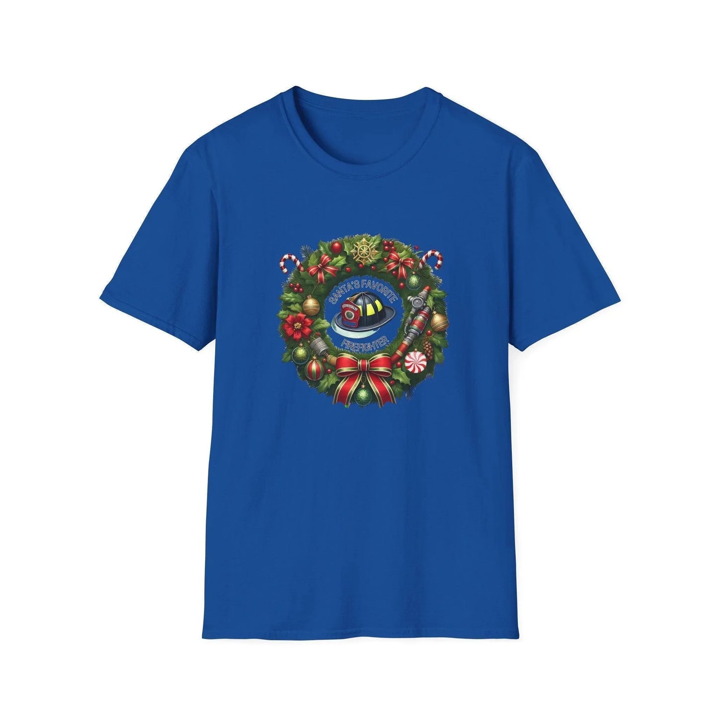 Santa's Favorite Firefighter - Wreath - Unisex Tee 🔥🎅 - Whippie's