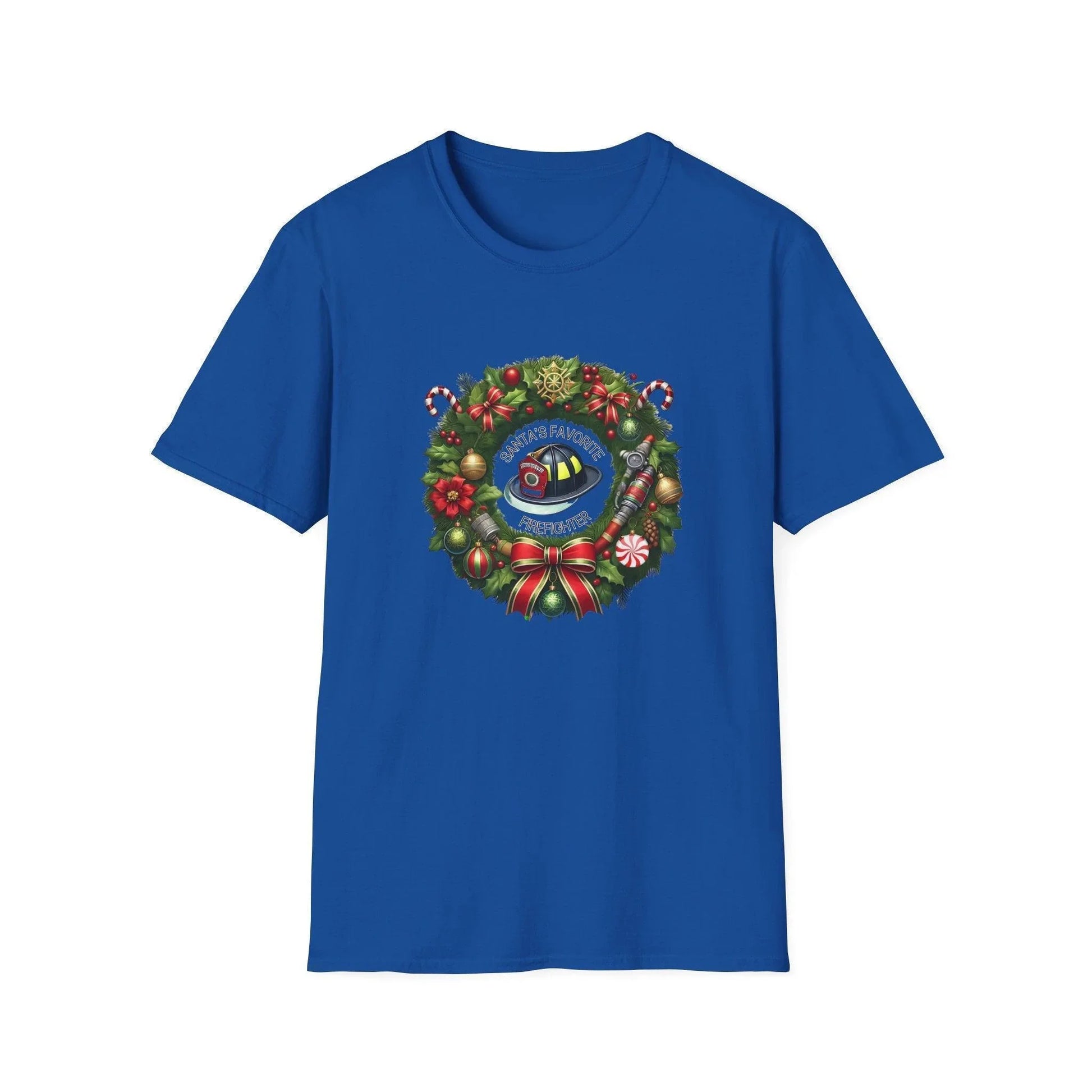 Santa's Favorite Firefighter - Wreath - Unisex Tee 🔥🎅 - Whippie's