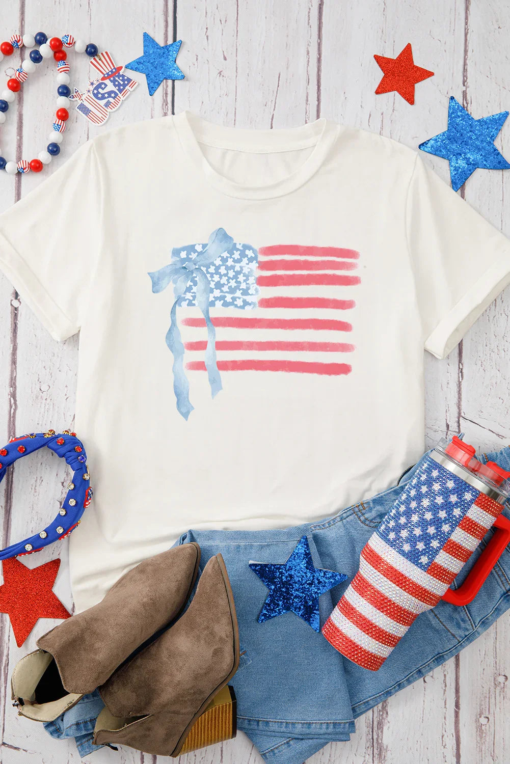 Flag Bow Tee | American Flag Bow T-Shirt