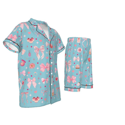Kid's Short Pajamas with Pink Bows & Makeup Design - Whippie's
