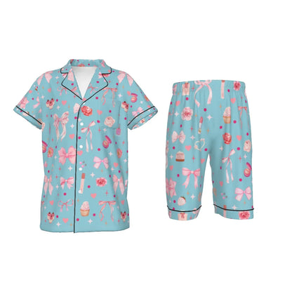 Kid's Short Pajamas with Pink Bows & Makeup Design - Whippie's