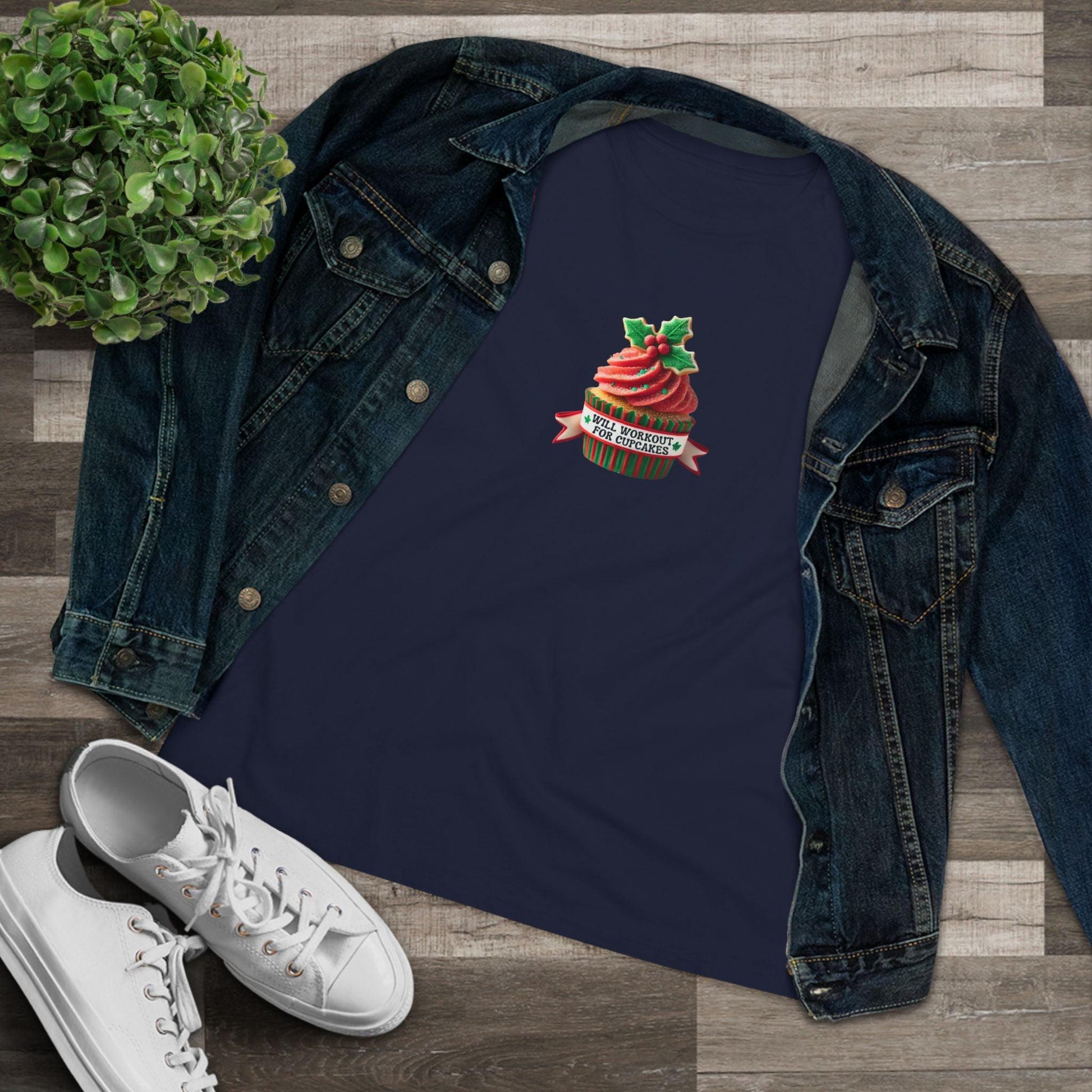 Will Workout for Cupcakes - Christmas Edition - Fuel Your Fitness! 🧁💪🎄 - Women's Softstyle Tee - Whippie's