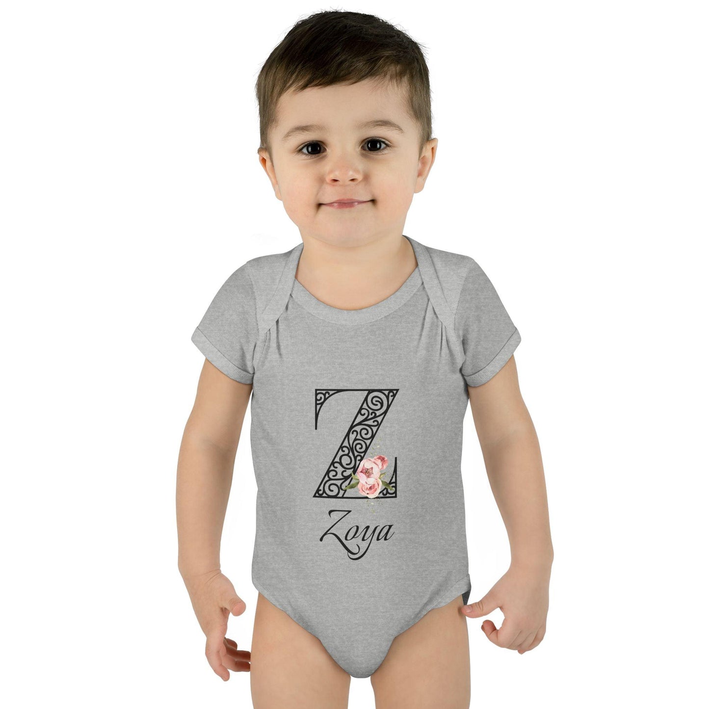 Floral Letters: Letter Z - Peony Baby Onesie - Personalizable - Whippie's