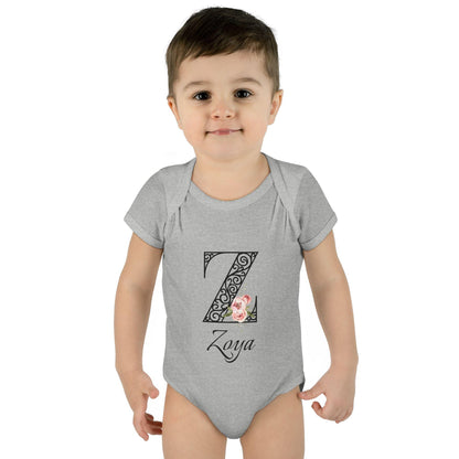 Floral Letters: Letter Z - Peony Baby Onesie - Personalizable - Whippie's