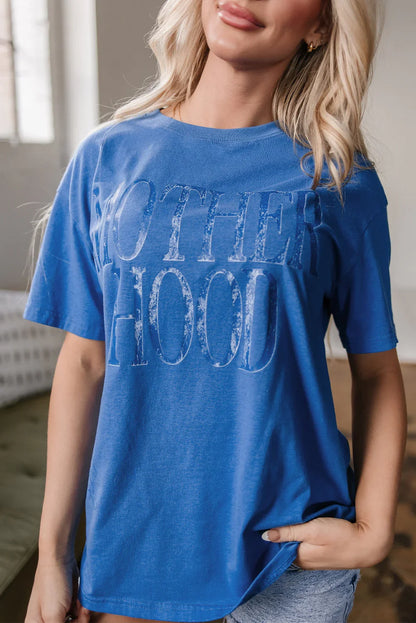 Motherhood Tee | Vintage Sky Blue Mom Shirt