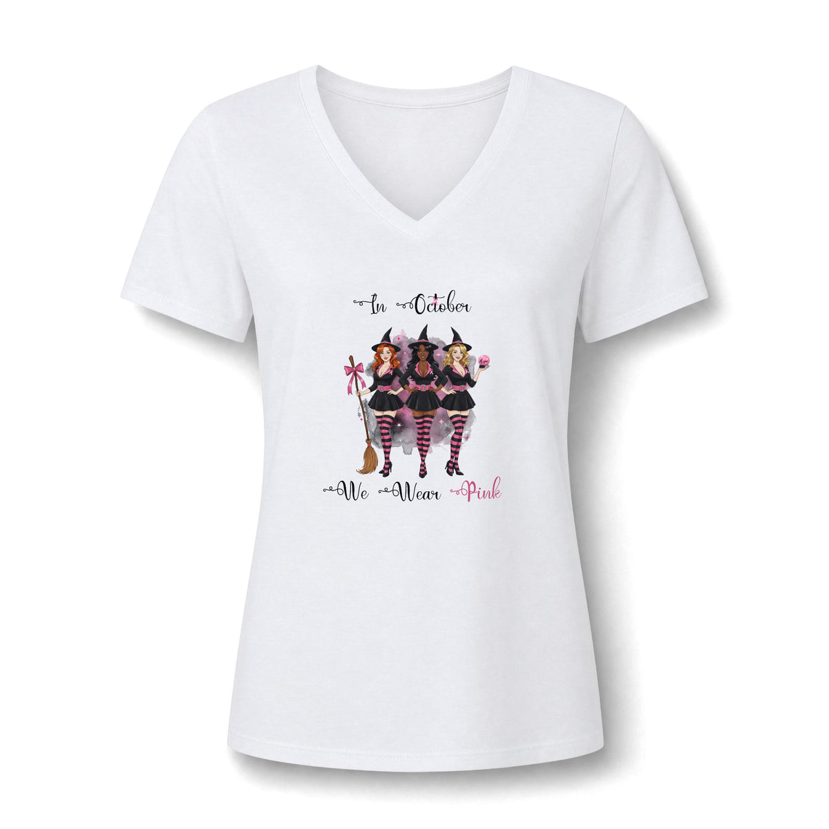 Witches Breast Cancer Awareness Halloween Shirt | In October We Wear Pink