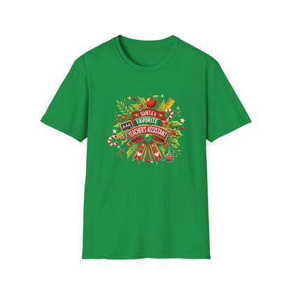 Santa's Favorite Teacher's Assistant - Spreading Holiday Cheer in the Classroom! 🎅🎄 Unisex Tee 🍎🎅 - Whippie's